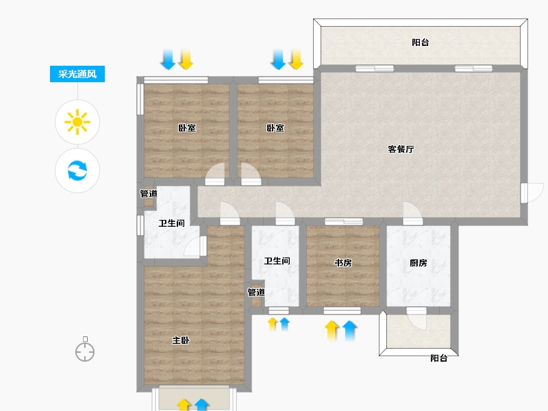 四川省-成都市-俊发滨河俊园-104.01-户型库-采光通风