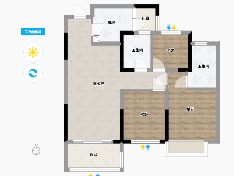 四川省-成都市-城投锦澜悦山-72.55-户型库-采光通风