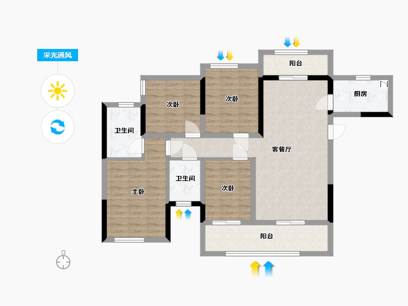 四川省-宜宾市-港腾龙栖湾-96.11-户型库-采光通风