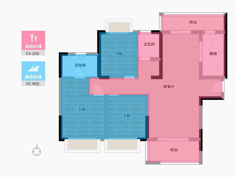 四川省-成都市-御景峰阁-84.62-户型库-动静分区