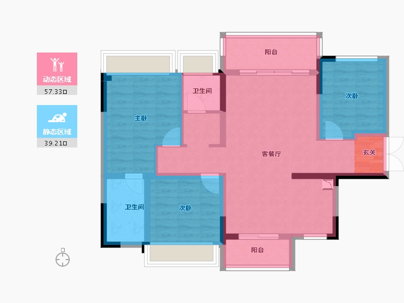 四川省-成都市-万景蓉元-85.49-户型库-动静分区