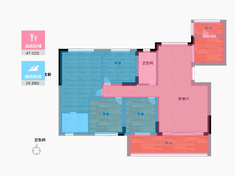 四川省-内江市-邦泰天誉-73.59-户型库-动静分区