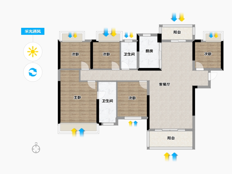 广西壮族自治区-桂林市-桂林华润中心-120.99-户型库-采光通风