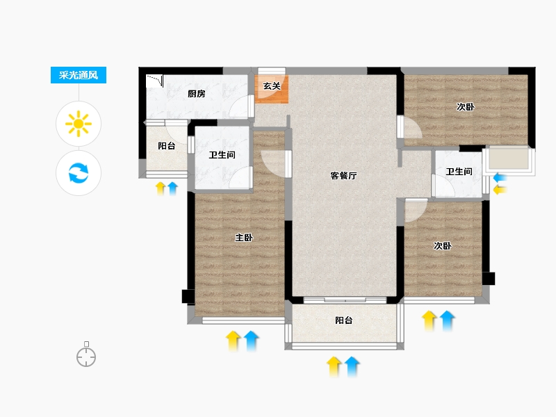 四川省-成都市-云门望古-90.41-户型库-采光通风