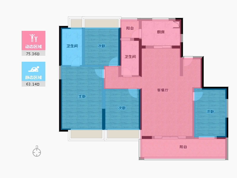 四川省-成都市-世茂璀璨天城-123.22-户型库-动静分区