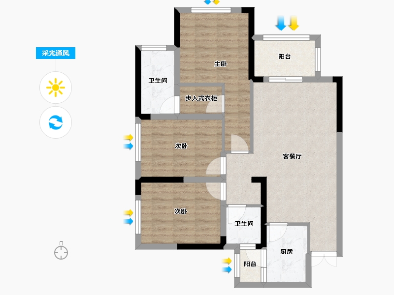 四川省-成都市-凤凰盛景-80.92-户型库-采光通风