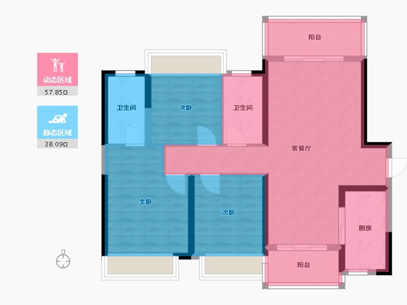 广西壮族自治区-桂林市-桂林华润中心-85.41-户型库-动静分区