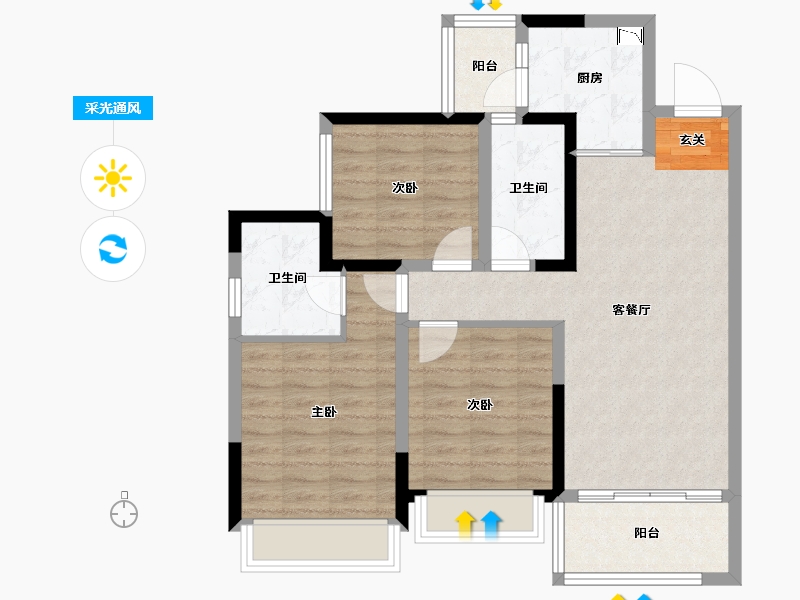 四川省-成都市-领地悦府-80.45-户型库-采光通风