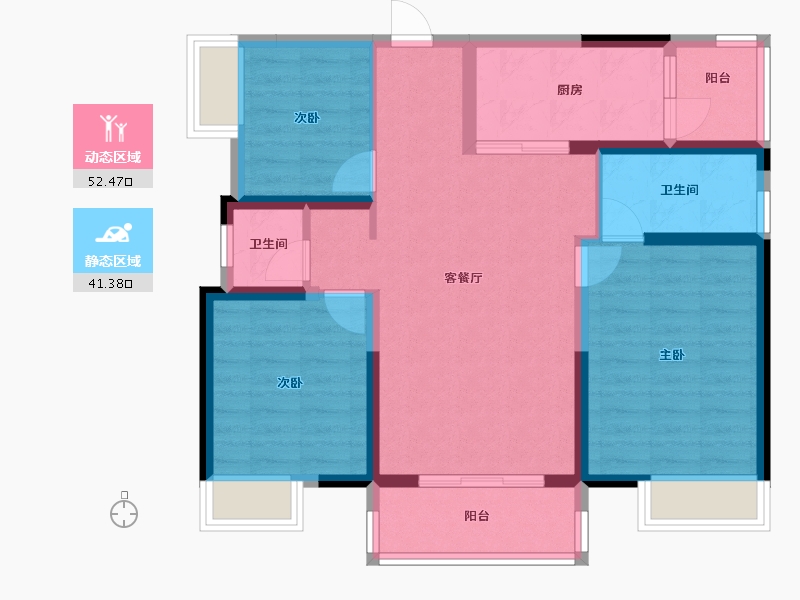 广西壮族自治区-桂林市-桂林华润中心-83.30-户型库-动静分区