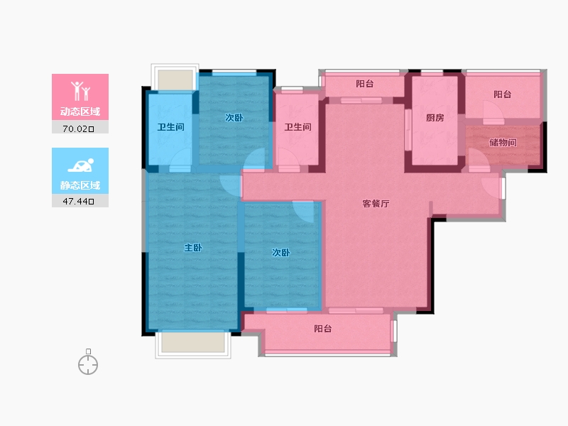 四川省-成都市-世茂璀璨天城-103.33-户型库-动静分区