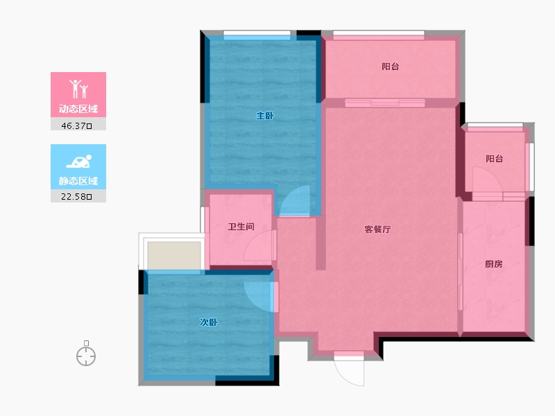 四川省-成都市-凤凰盛景-60.87-户型库-动静分区