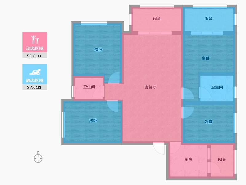 四川省-成都市-凤凰盛景-98.63-户型库-动静分区