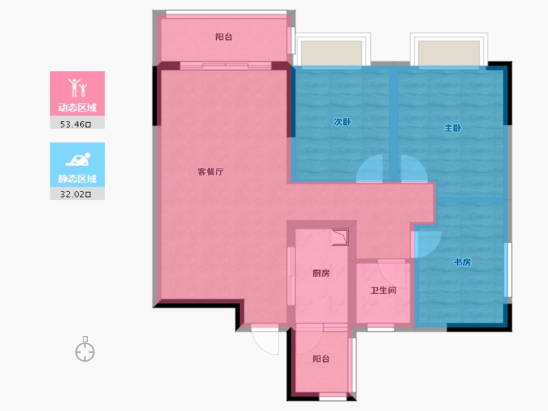 四川省-成都市-四川煤田天府龙城-75.67-户型库-动静分区