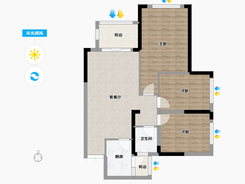 四川省-成都市-凤凰盛景-78.64-户型库-采光通风