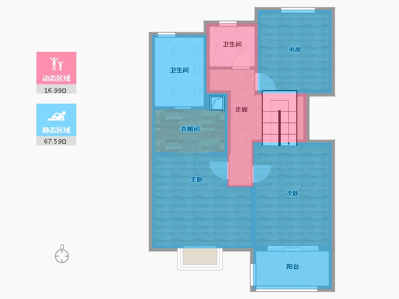 四川省-成都市-保利西堂里院-74.33-户型库-动静分区