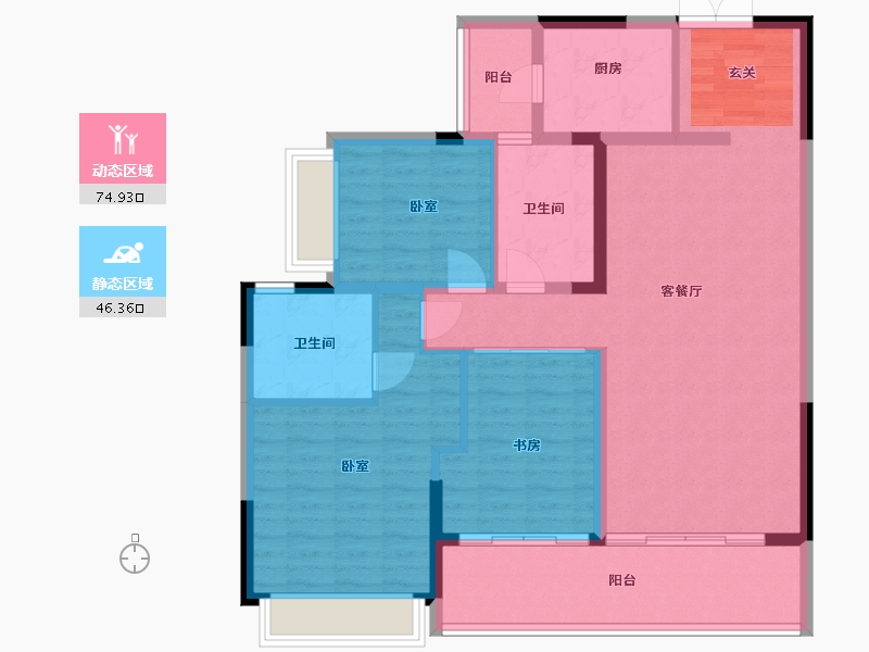 四川省-成都市-当代璞誉-109.46-户型库-动静分区