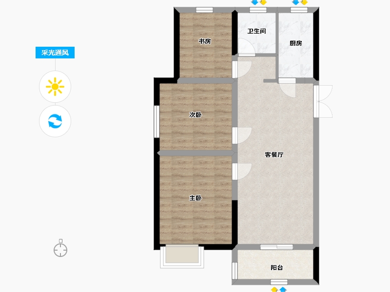 山东省-济南市-东城俪景-70.00-户型库-采光通风