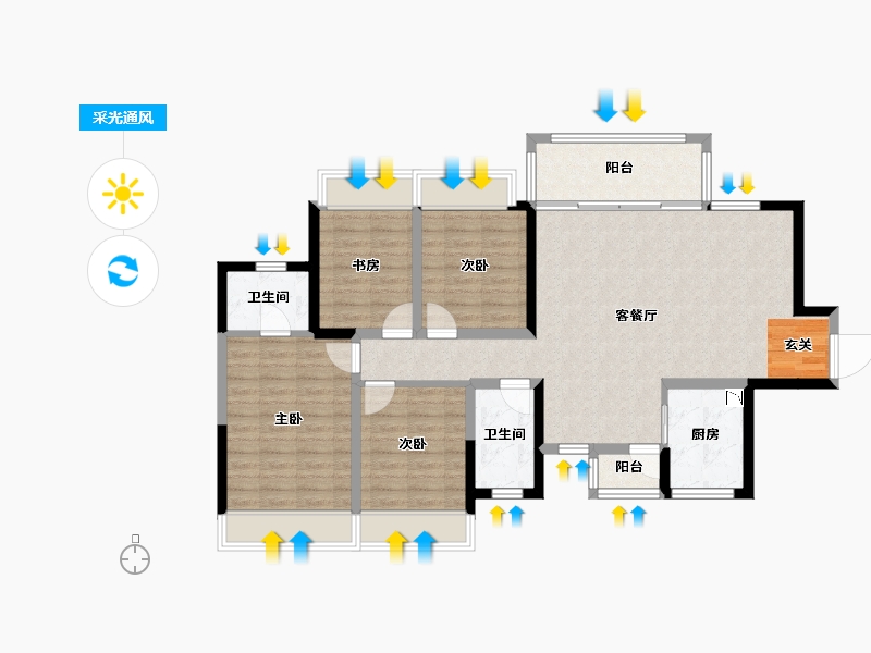 四川省-成都市-领地悦府-105.34-户型库-采光通风