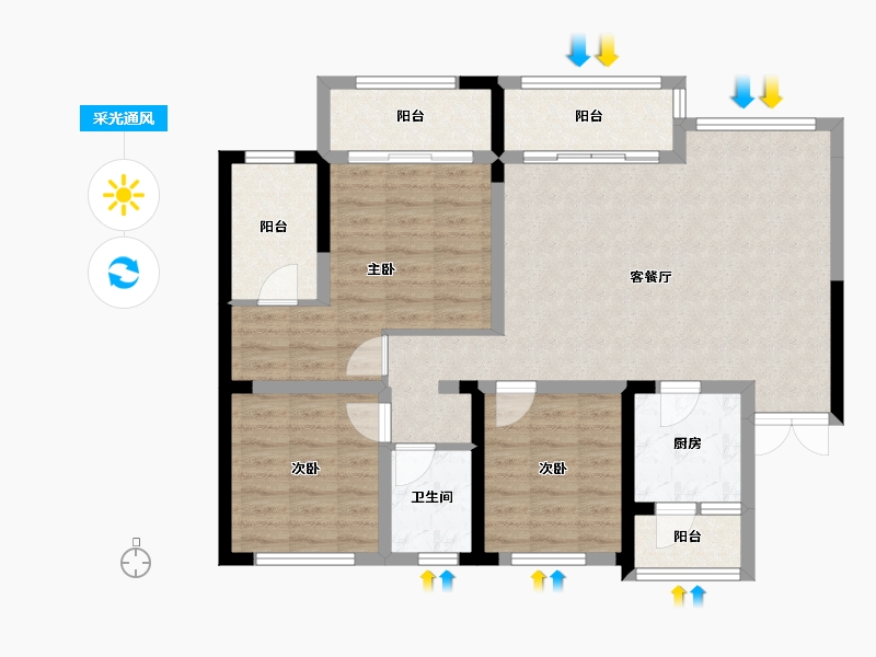 四川省-成都市-凤凰盛景-93.15-户型库-采光通风