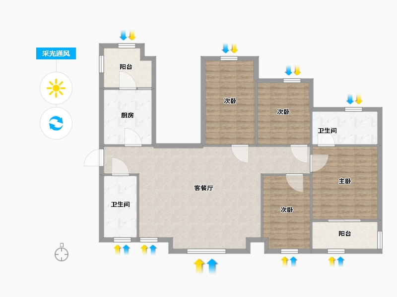 陕西省-西安市-龙湖紫都城-129.00-户型库-采光通风