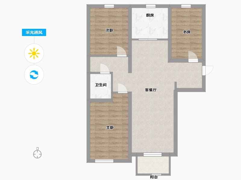 北京-北京市-杏海苑-72.40-户型库-采光通风