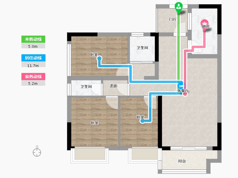 贵州省-安顺市-安顺万达广场-72.90-户型库-动静线