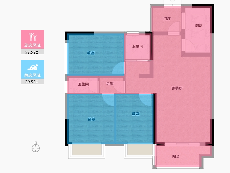 贵州省-安顺市-安顺万达广场-72.90-户型库-动静分区