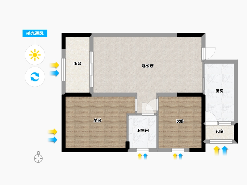 贵州省-贵阳市-多彩贵州城太极村-70.89-户型库-采光通风