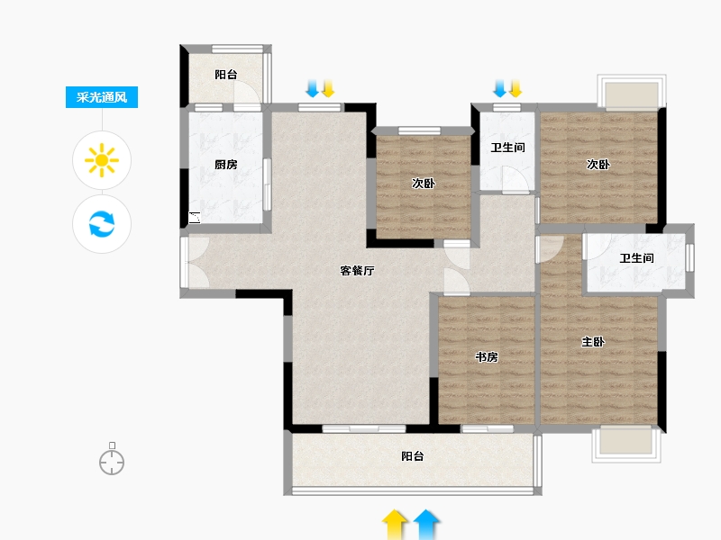 贵州省-贵阳市-多彩贵州城太极村-119.26-户型库-采光通风