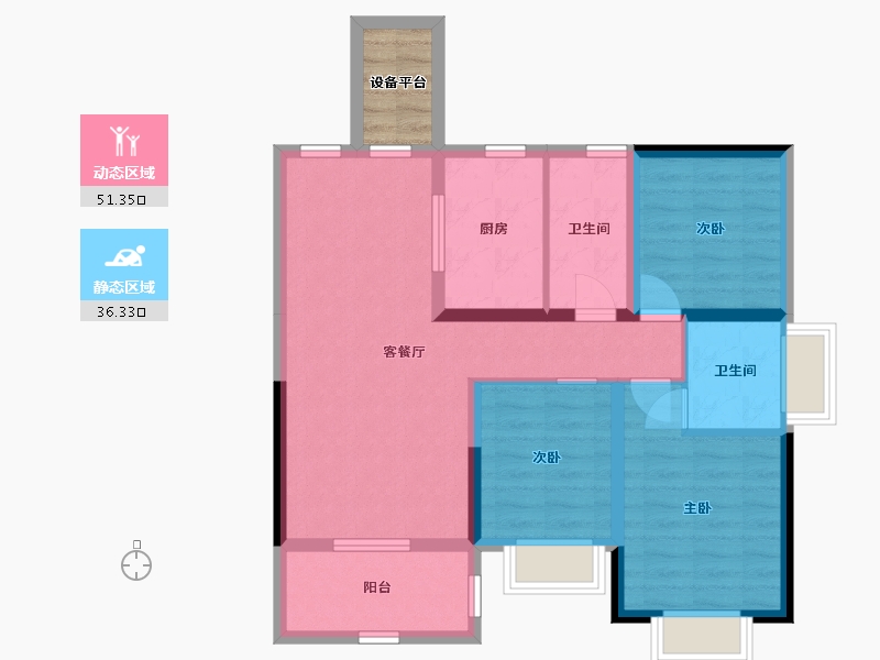 湖南省-长沙市-润和紫郡-80.72-户型库-动静分区