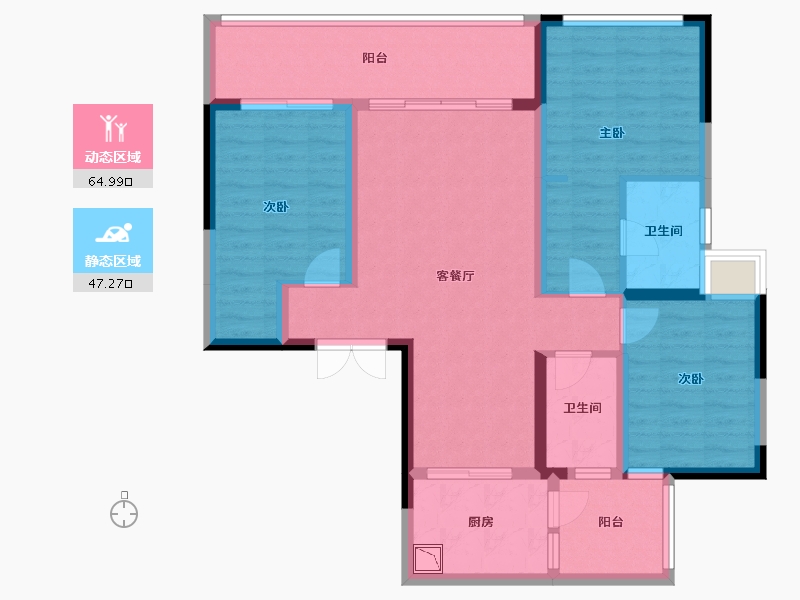 四川省-成都市-滨江领樾-99.84-户型库-动静分区