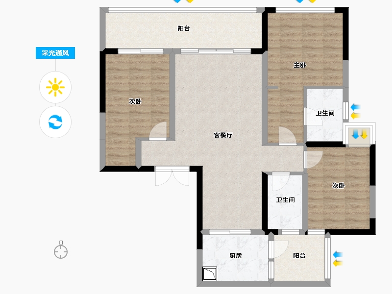 四川省-成都市-滨江领樾-99.84-户型库-采光通风