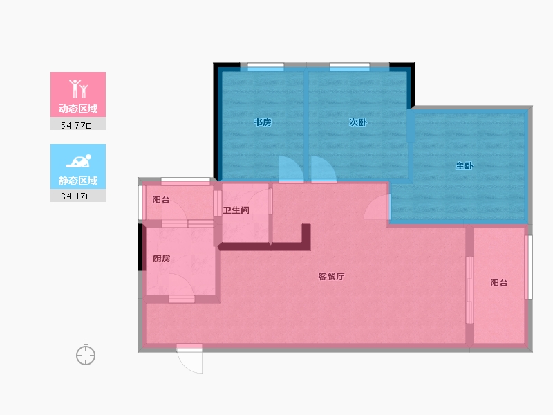 贵州省-贵阳市-多彩贵州城太极村-79.42-户型库-动静分区