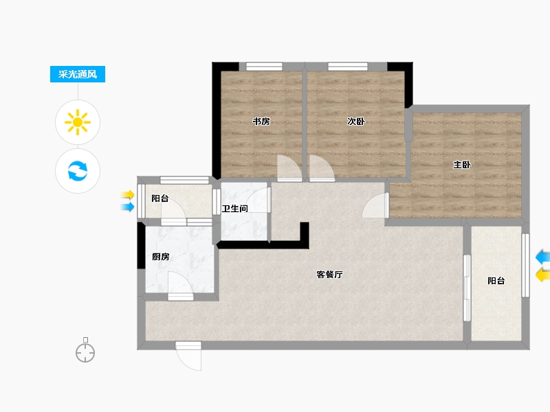 贵州省-贵阳市-多彩贵州城太极村-79.42-户型库-采光通风