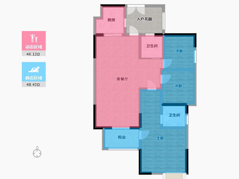 贵州省-贵阳市-多彩贵州城太极村-91.31-户型库-动静分区