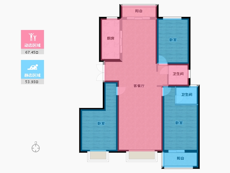 河北省-石家庄市-假日风景-108.72-户型库-动静分区