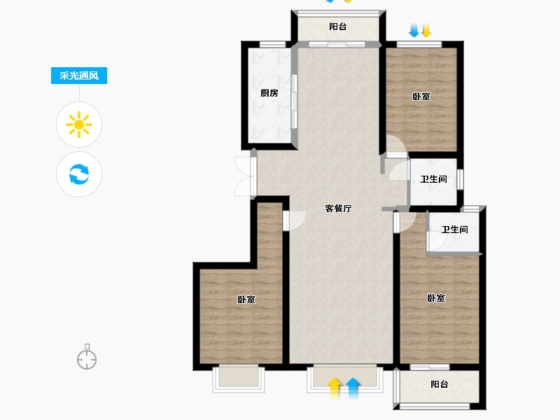 河北省-石家庄市-假日风景-108.72-户型库-采光通风