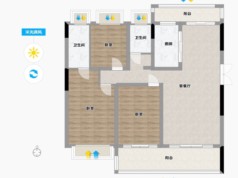 贵州省-安顺市-中核顺安府-107.48-户型库-采光通风