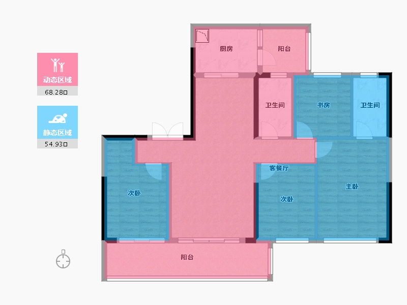 四川省-成都市-滨江领樾-110.26-户型库-动静分区