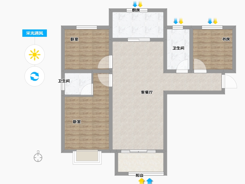 河北省-石家庄市-淳茂公园城-91.89-户型库-采光通风