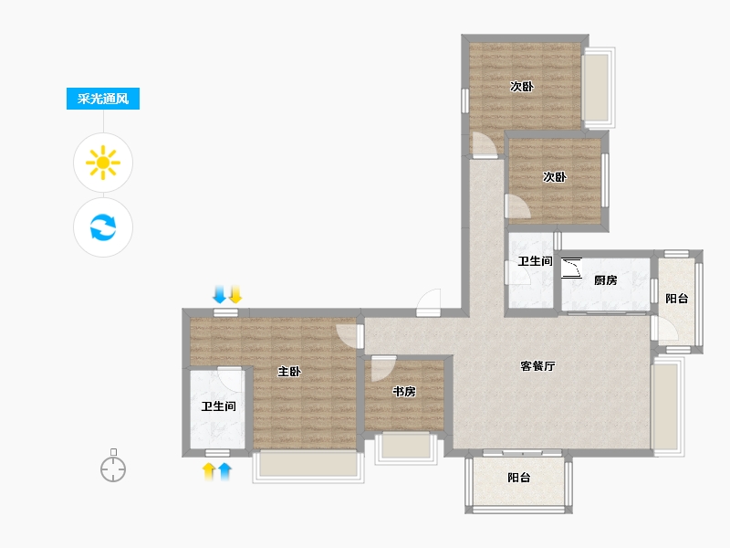 四川省-成都市-电建地产洺悦锦园-101.92-户型库-采光通风