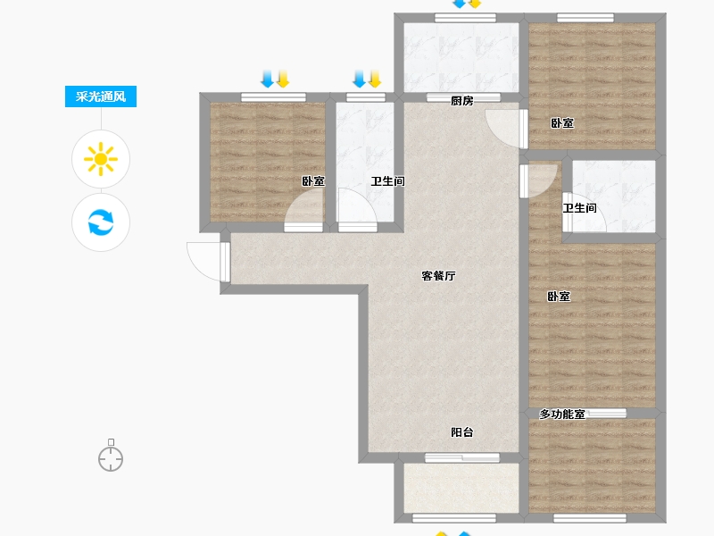 河北省-石家庄市-淳茂公园城-104.90-户型库-采光通风