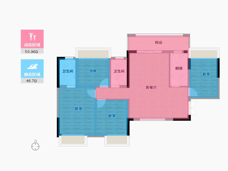 贵州省-安顺市-安顺万达广场-87.33-户型库-动静分区