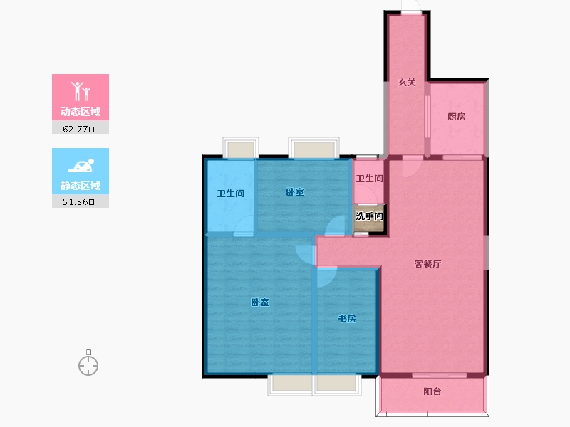 云南省-昆明市-中通世纪峯荟花园-104.93-户型库-动静分区