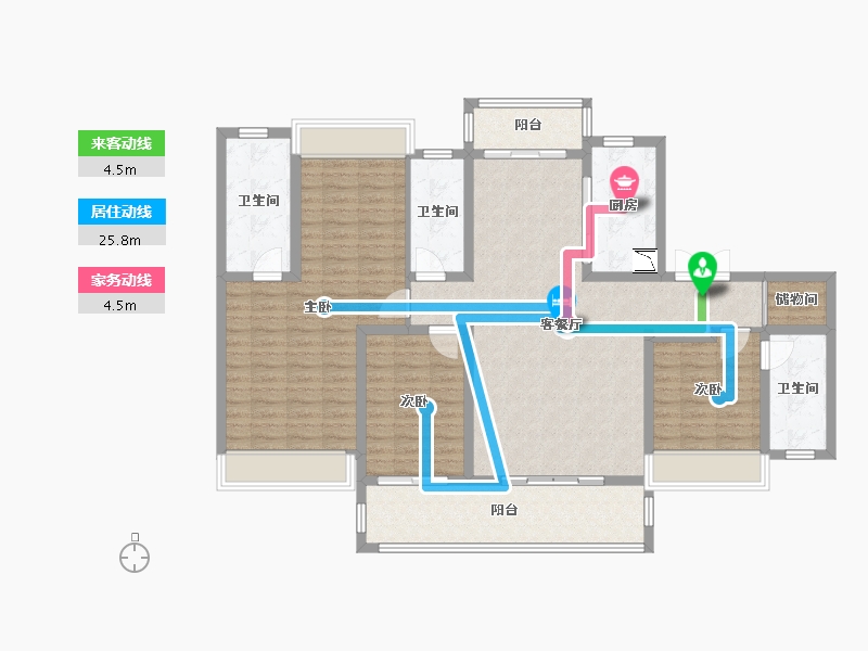 四川省-成都市-电建地产洺悦锦园-130.62-户型库-动静线