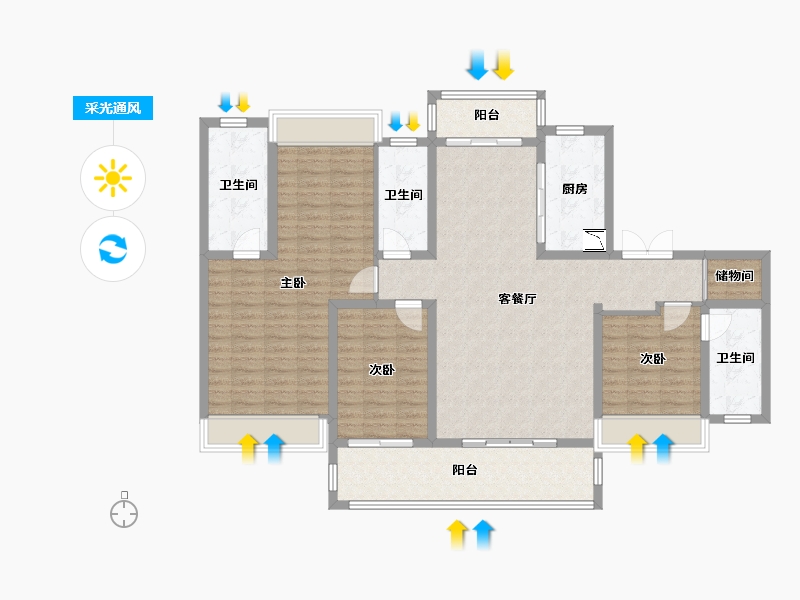 四川省-成都市-电建地产洺悦锦园-130.62-户型库-采光通风