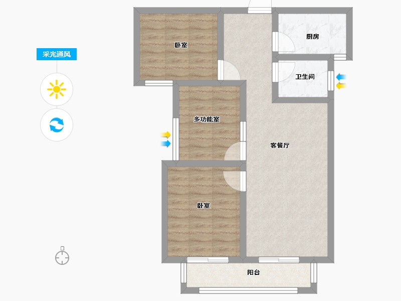 河北省-石家庄市-淳茂公园城-68.94-户型库-采光通风