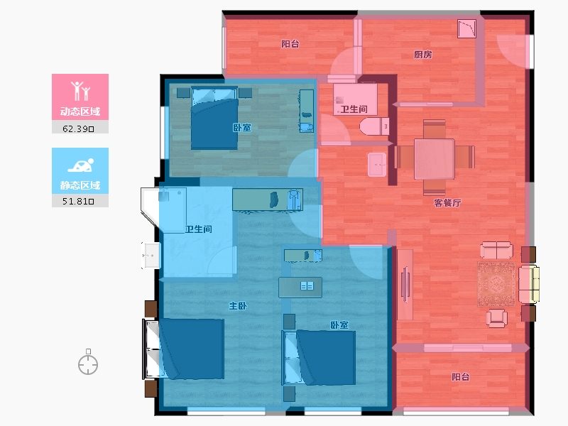 云南省-昆明市-世茂璀璨倾城-101.63-户型库-动静分区