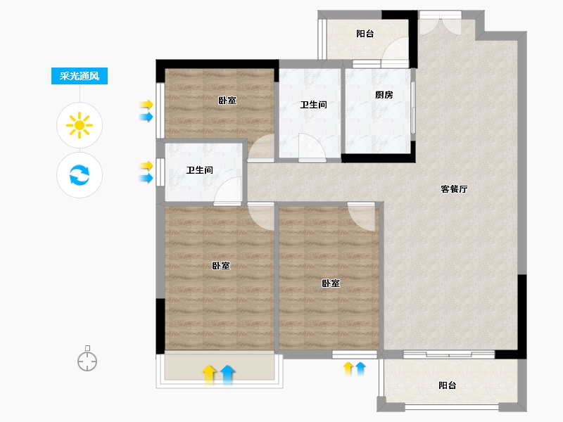 贵州省-安顺市-中鼎天悦-89.87-户型库-采光通风