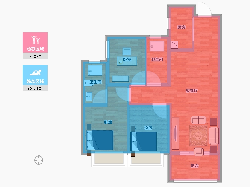 云南省-昆明市-金地商置昆悦-75.92-户型库-动静分区